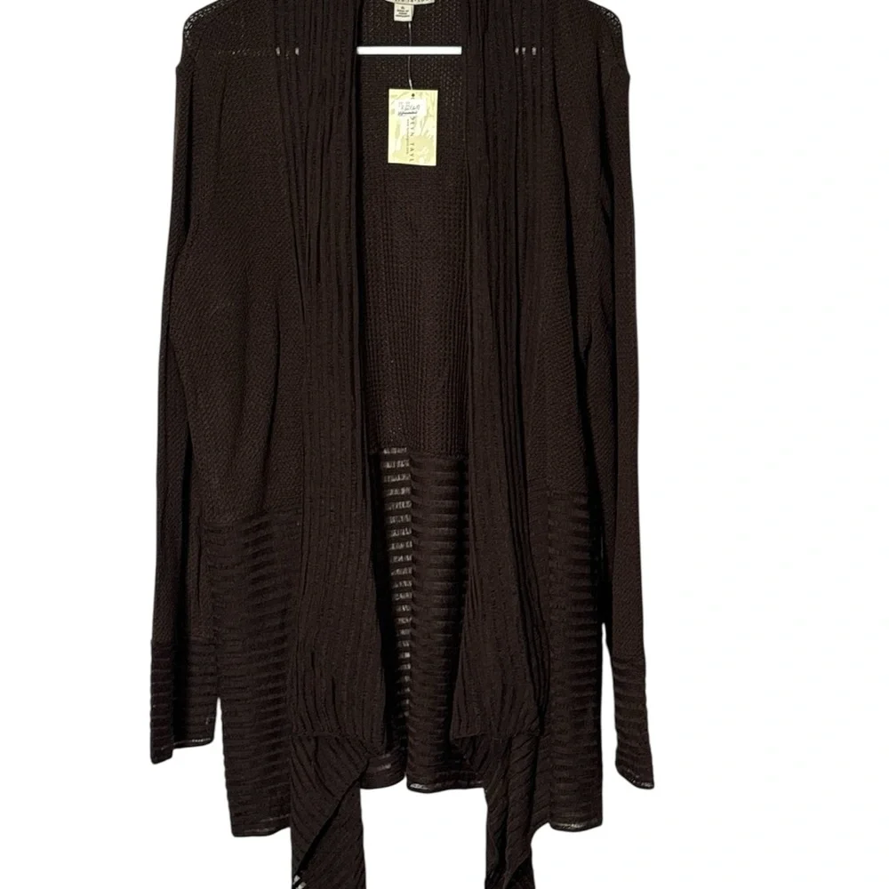 Carolyn Taylor Brown Cardigan Sweater Lightweight Knit - Picture 1 of 9